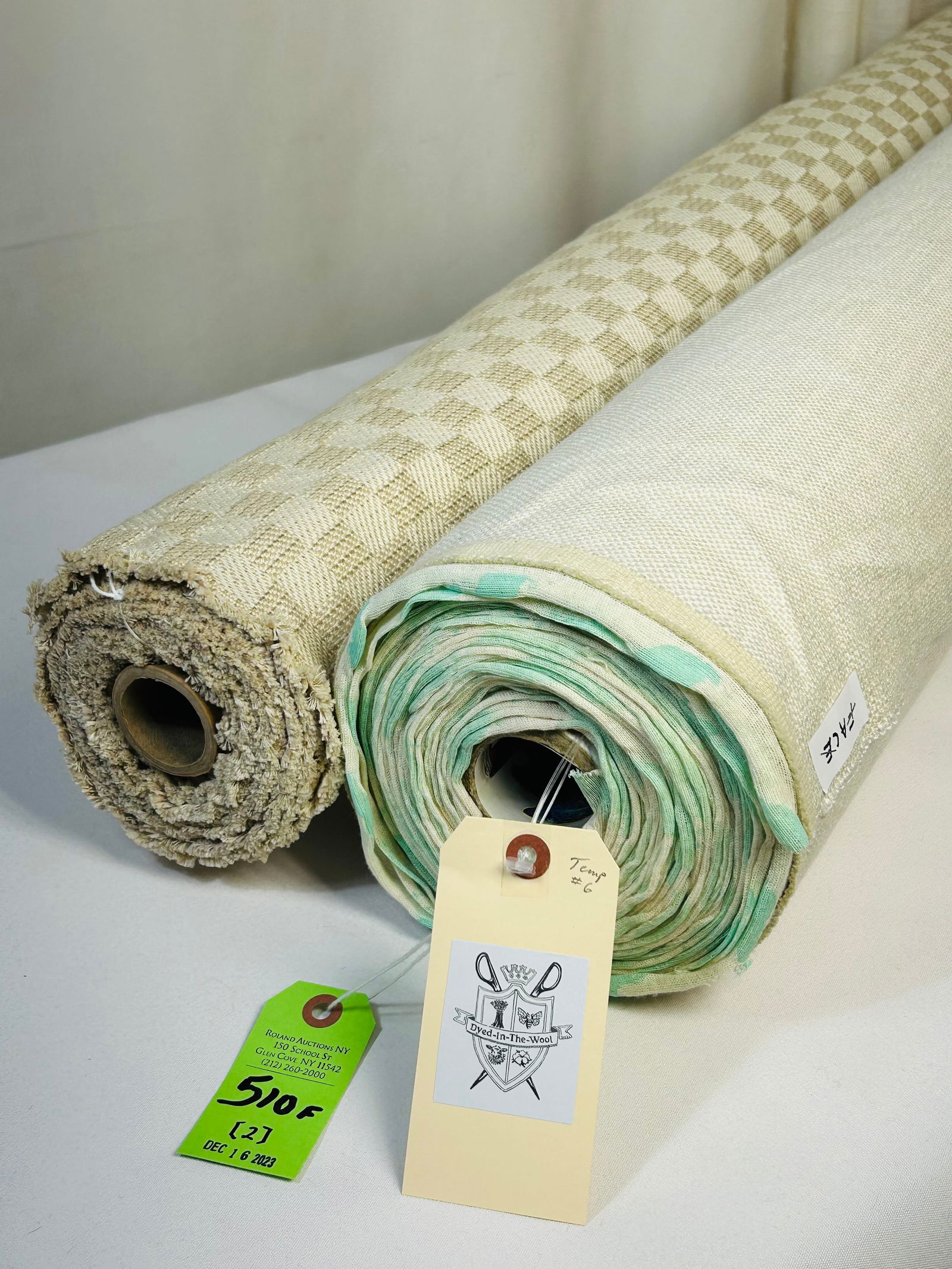 Holly Hunt Upholstery Linen and Chapas Check Fabric: 1) 13 yards of Holly Hunt's "Estate Linen" in "Marble", # 1121/03, 54 1/2" width. The upholstery weight linen is knit-backed for added stability. There are deliberate subtle striations due to thick-to