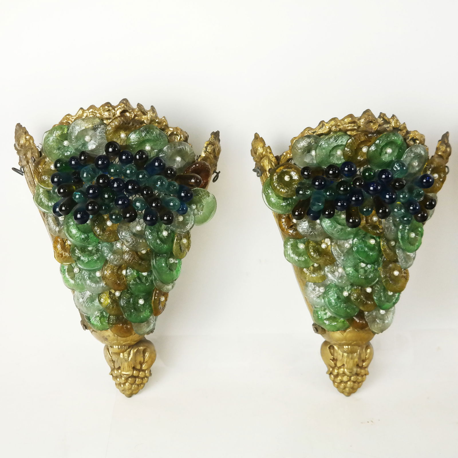Pair of Art Deco-Style Glass & Bronze Sconces (1 of 9)