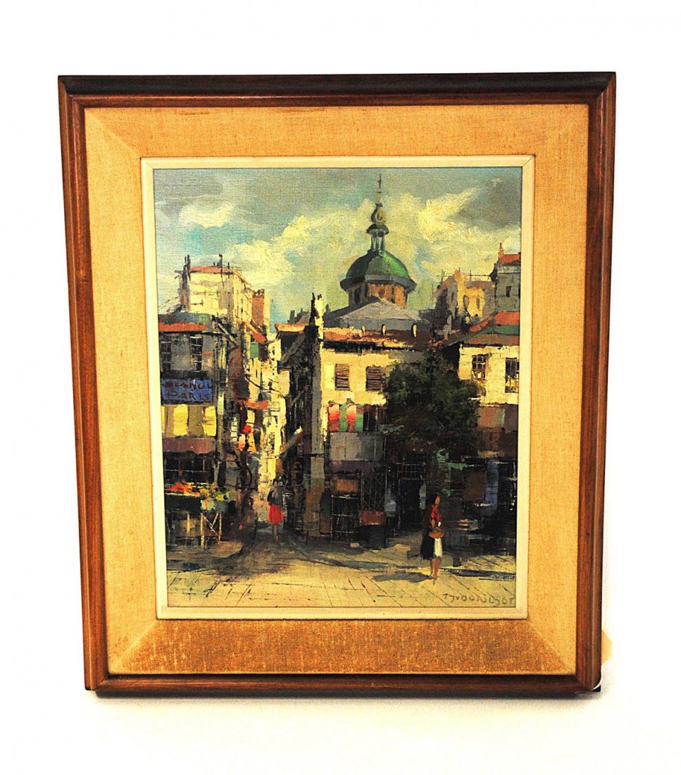 Theodorus Van Oorschot Oil on Canvas Board: Oil on canvas board of a Paris street scene by Theodorus Van Oorschot (1910-1989). Signed Lower right. Good condition. Art: 17" x 21", frame: 23" x 27 1/4".