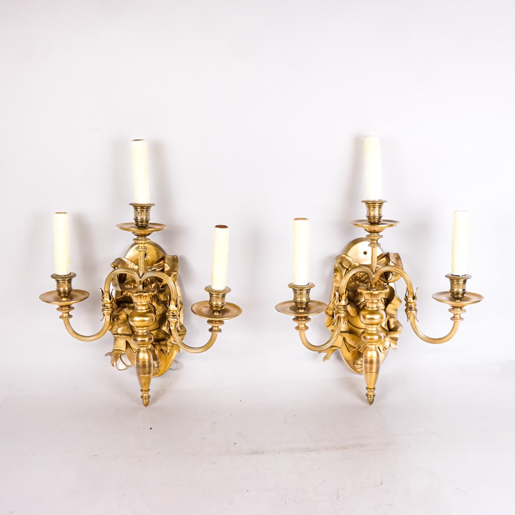Pair of Classical Revival Gilt Bronze Sconces (1 of 10)