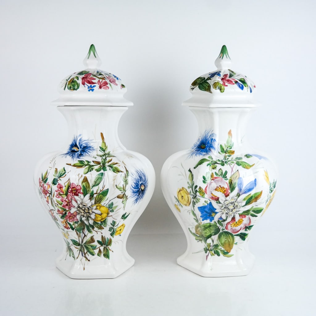 Large Pair of Italian Painted Porcelain Vases (1 of 10)