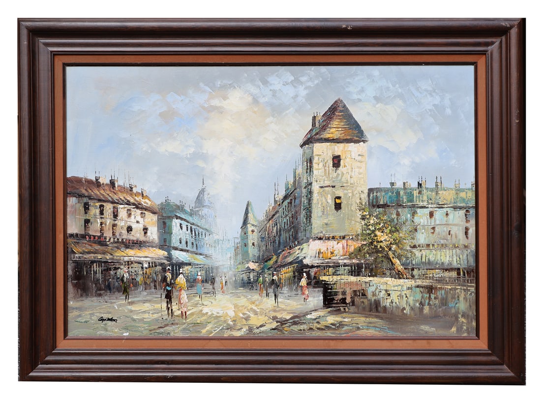 Parisian-Style Figural Street Scene Painting (1 of 5)