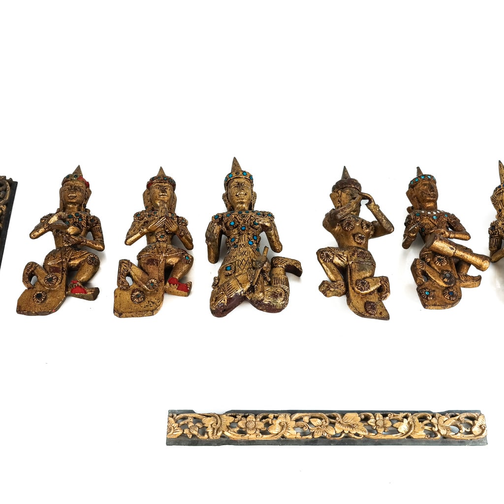 Group of Thai Carved Giltwood Figures, 6+ (1 of 7)