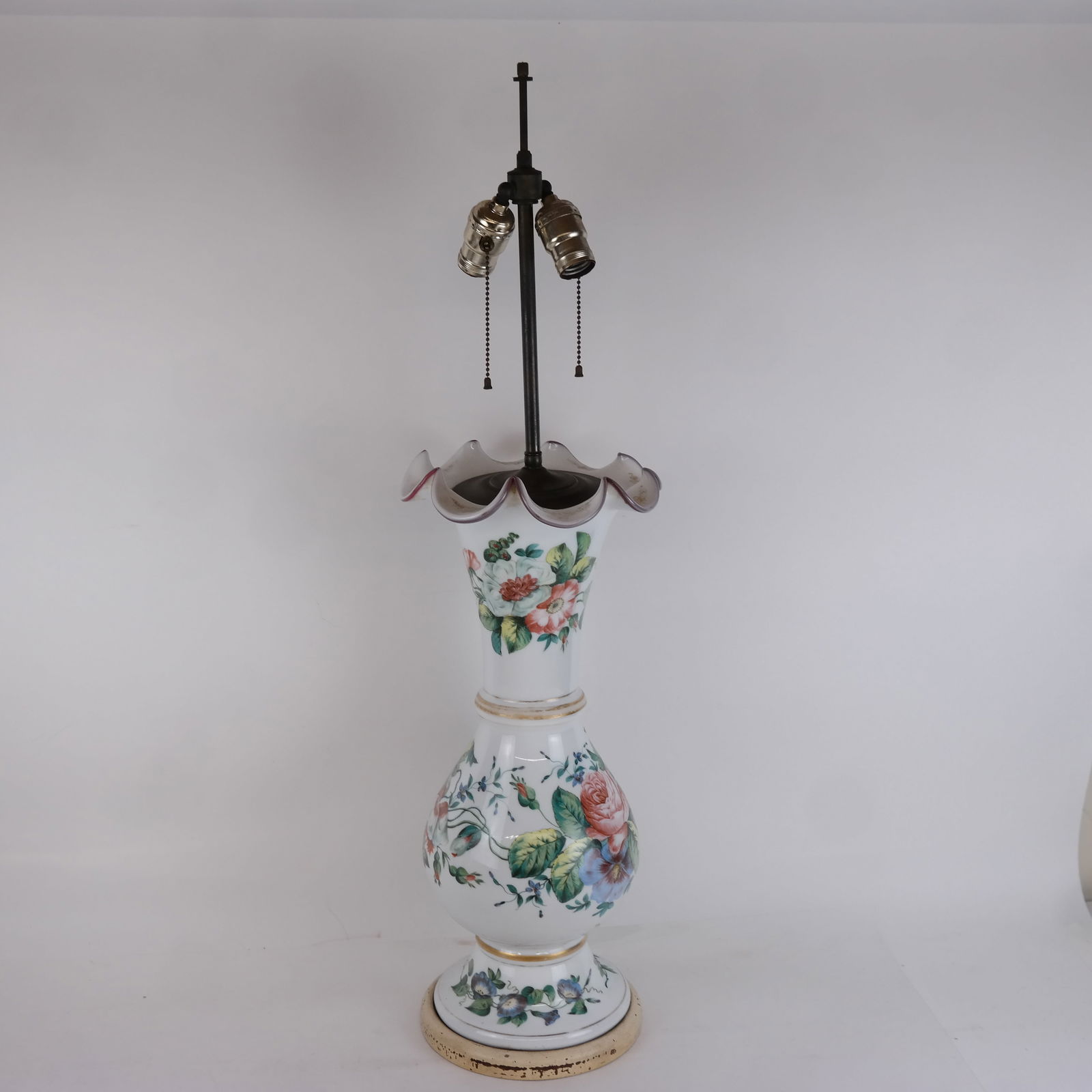 French Opaline Floral Decorated Lamp (1 of 11)