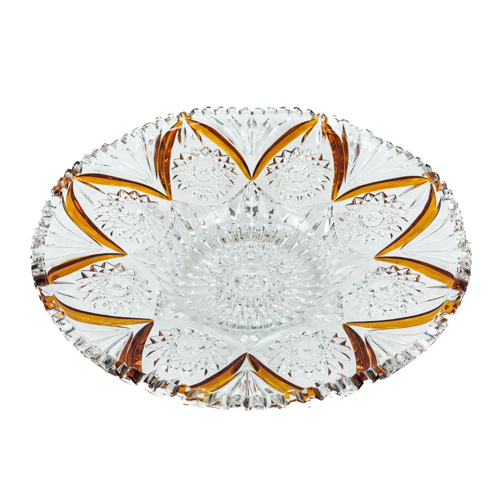 Cut-to-Amber Glass Serving Dish (1 of 9)