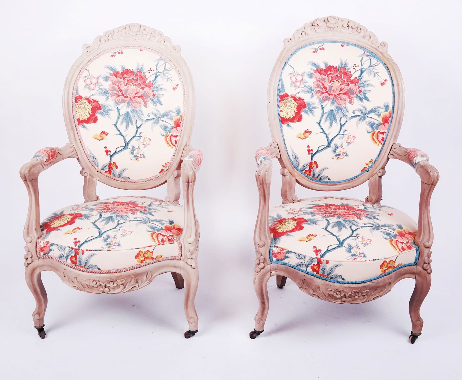 Pair of Rococo Style Carved Armchairs (1 of 12)
