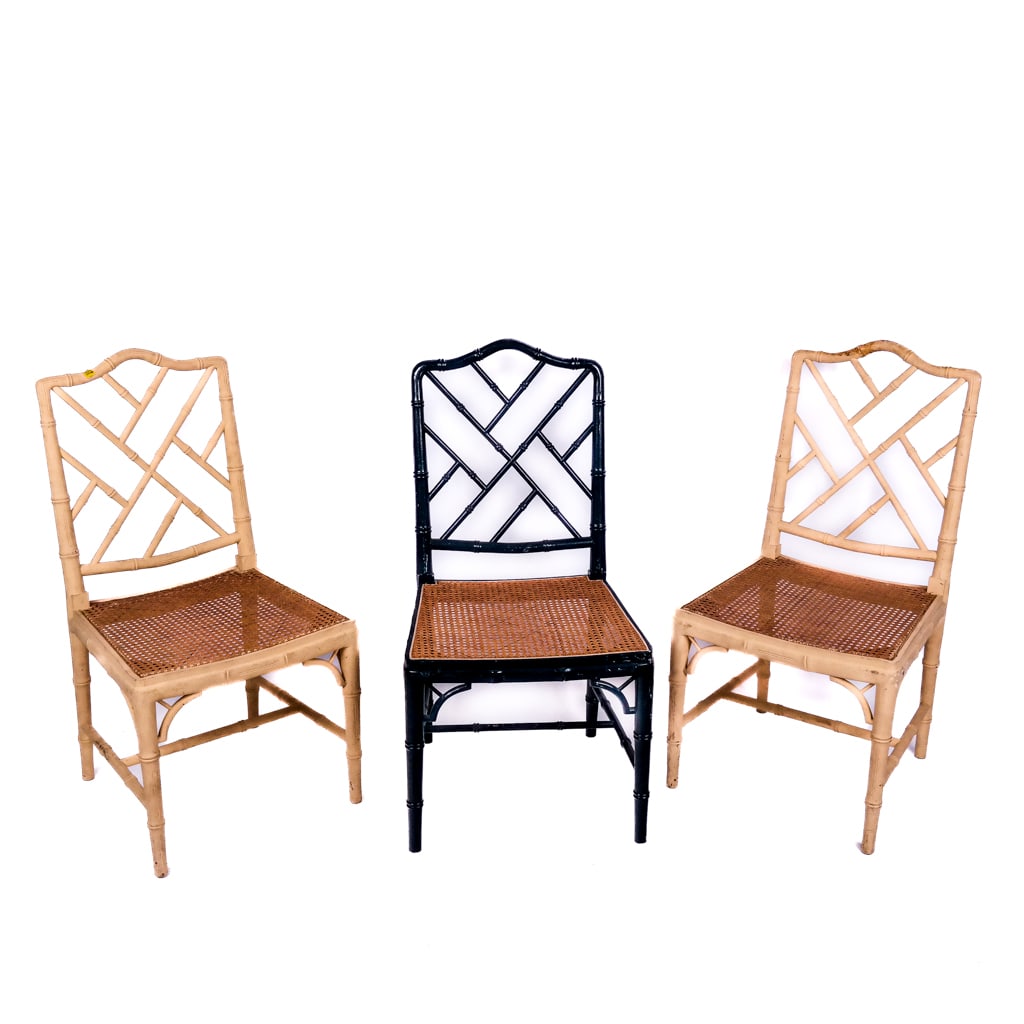 Three Faux Bamboo Side Chairs (1 of 8)