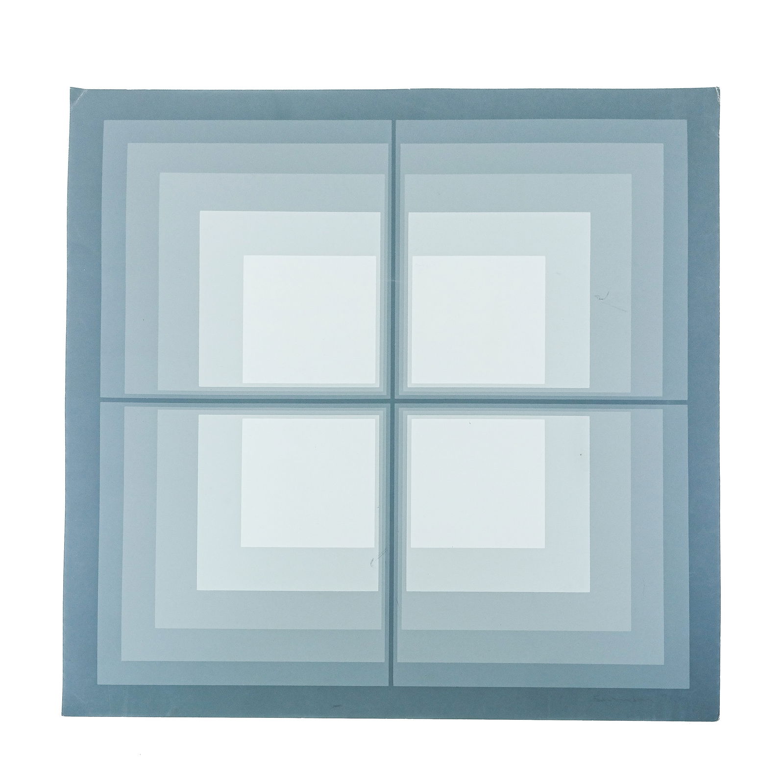 Mon LEVINSON: Grey Squares - Silkscreen Print: Mon Levinson (American, 1926-2014) silkscreen print depicting grey squares, signed lower right, numbered 78/90, unframed. [20" x 20"]. Slight rubs and scratches to corners.