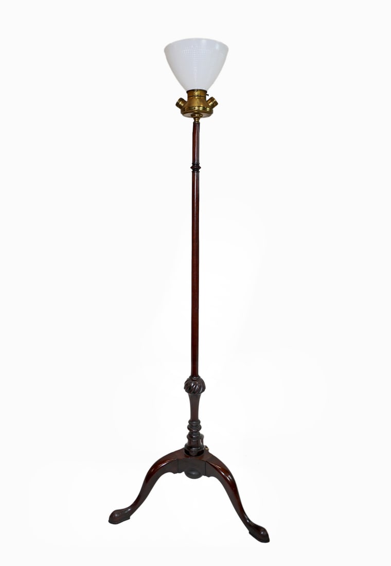 Carved Mahogany Three-Light Floor Lamp (1 of 3)
