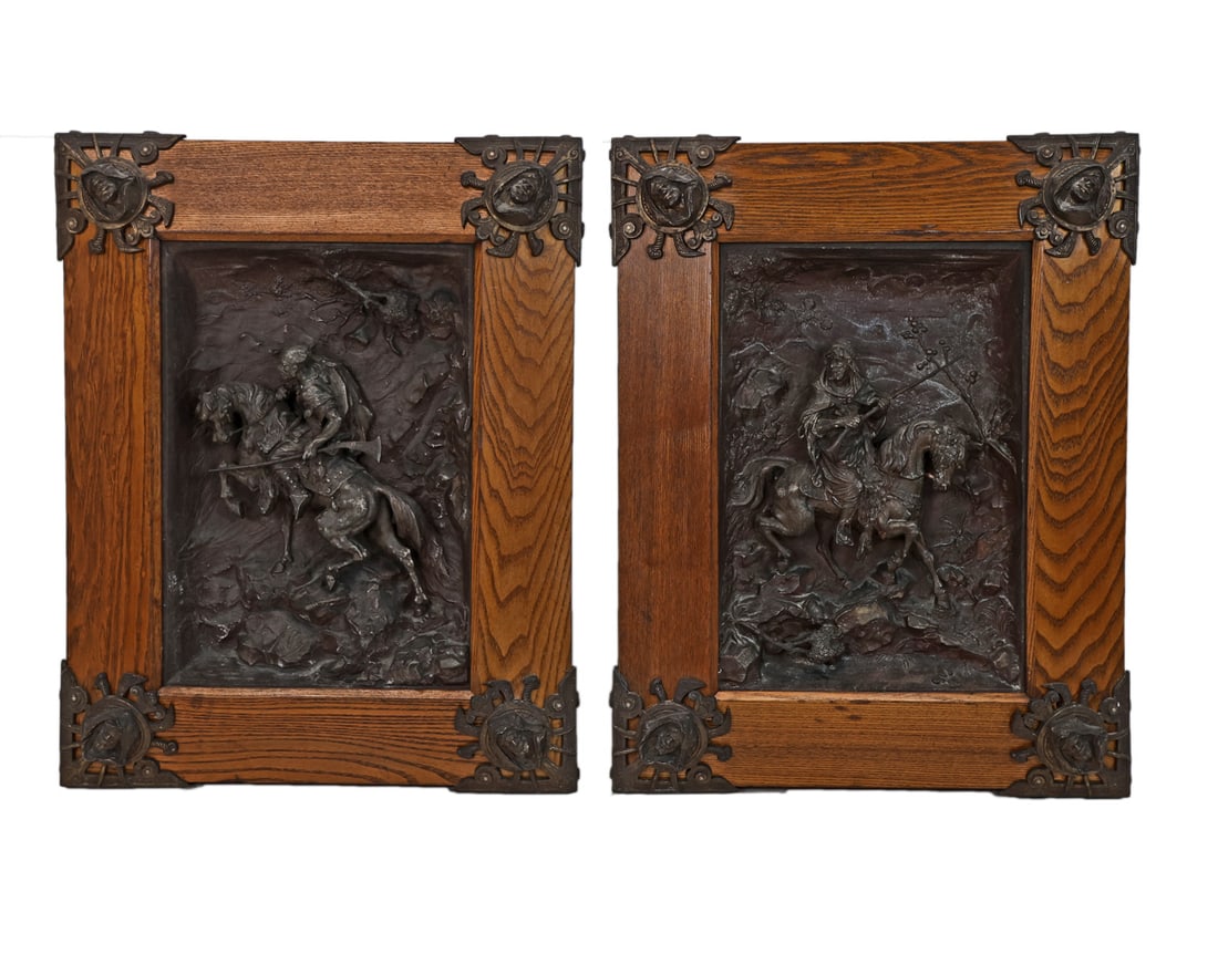 Pair Continental Orientalist Bronze Relief Plaques (1 of 6)