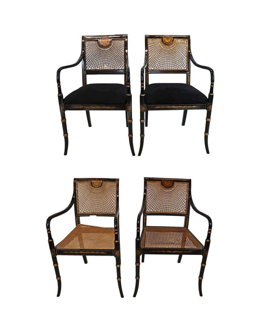 Four Regency Style Ebonized & Gilt Armchairs (1 of 19)