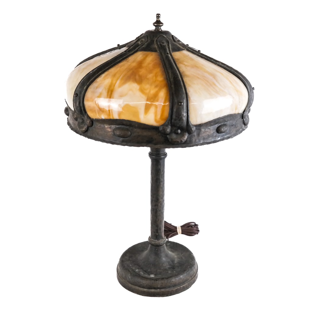 Antique Slag Glass Table Lamp (1 of 9)