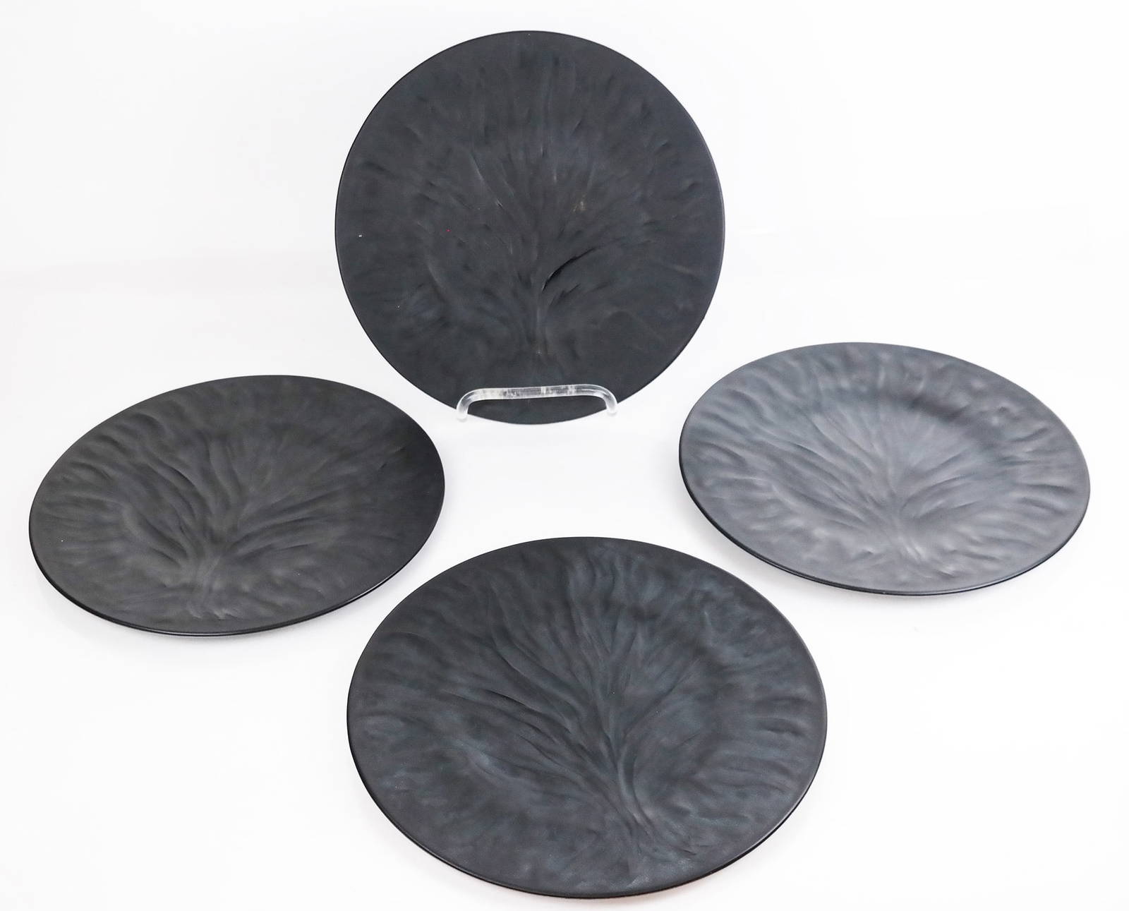 Lalique French Black Glass Dinner Plates (4) Auction