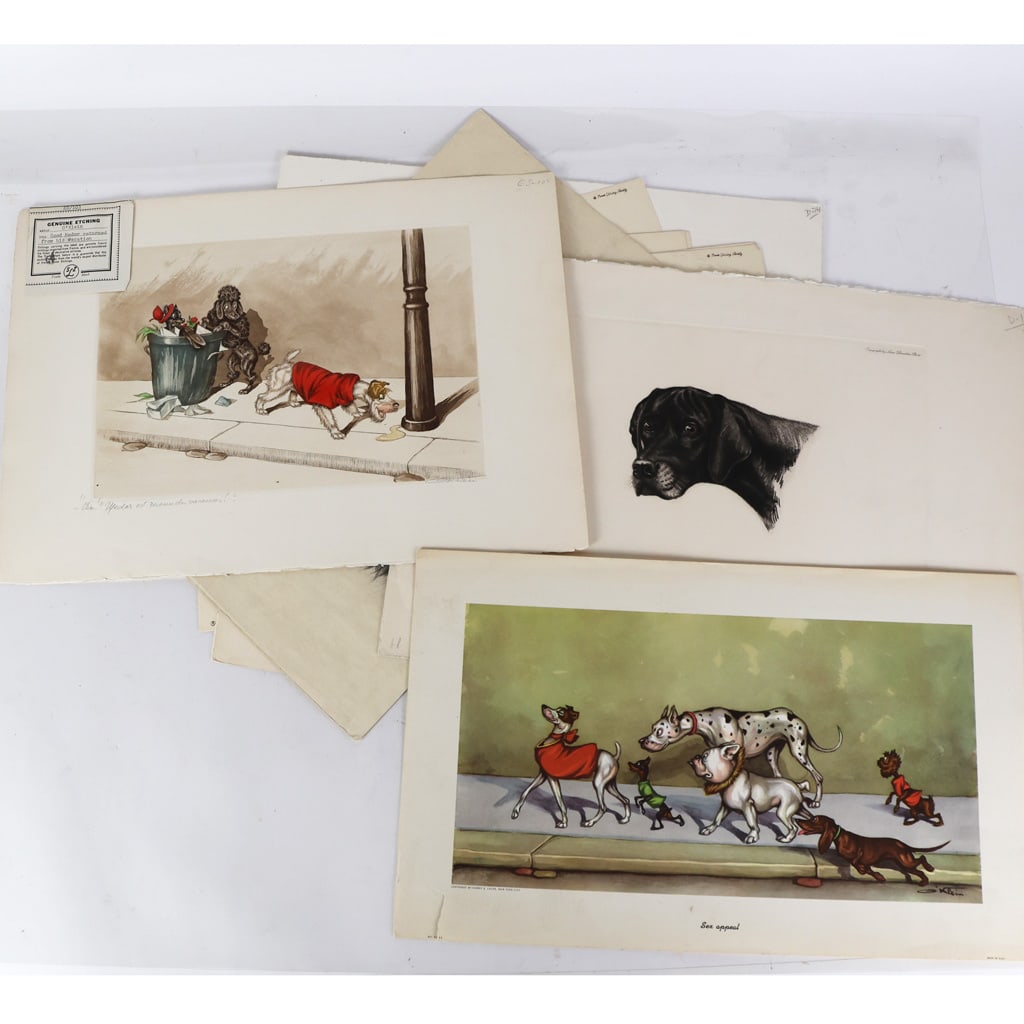 12 Original Color Etchings of Dogs (1 of 8)