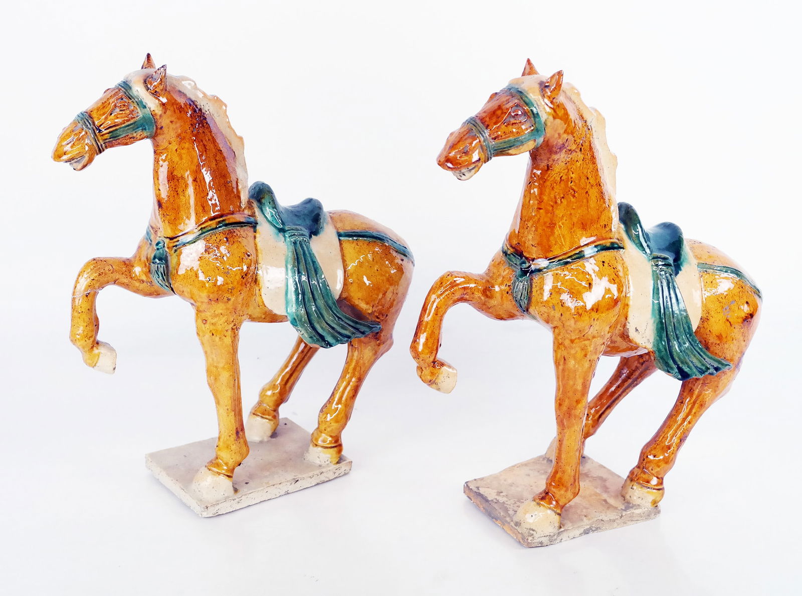 Pair of Chinese Glazed Ceramic Horses (1 of 9)