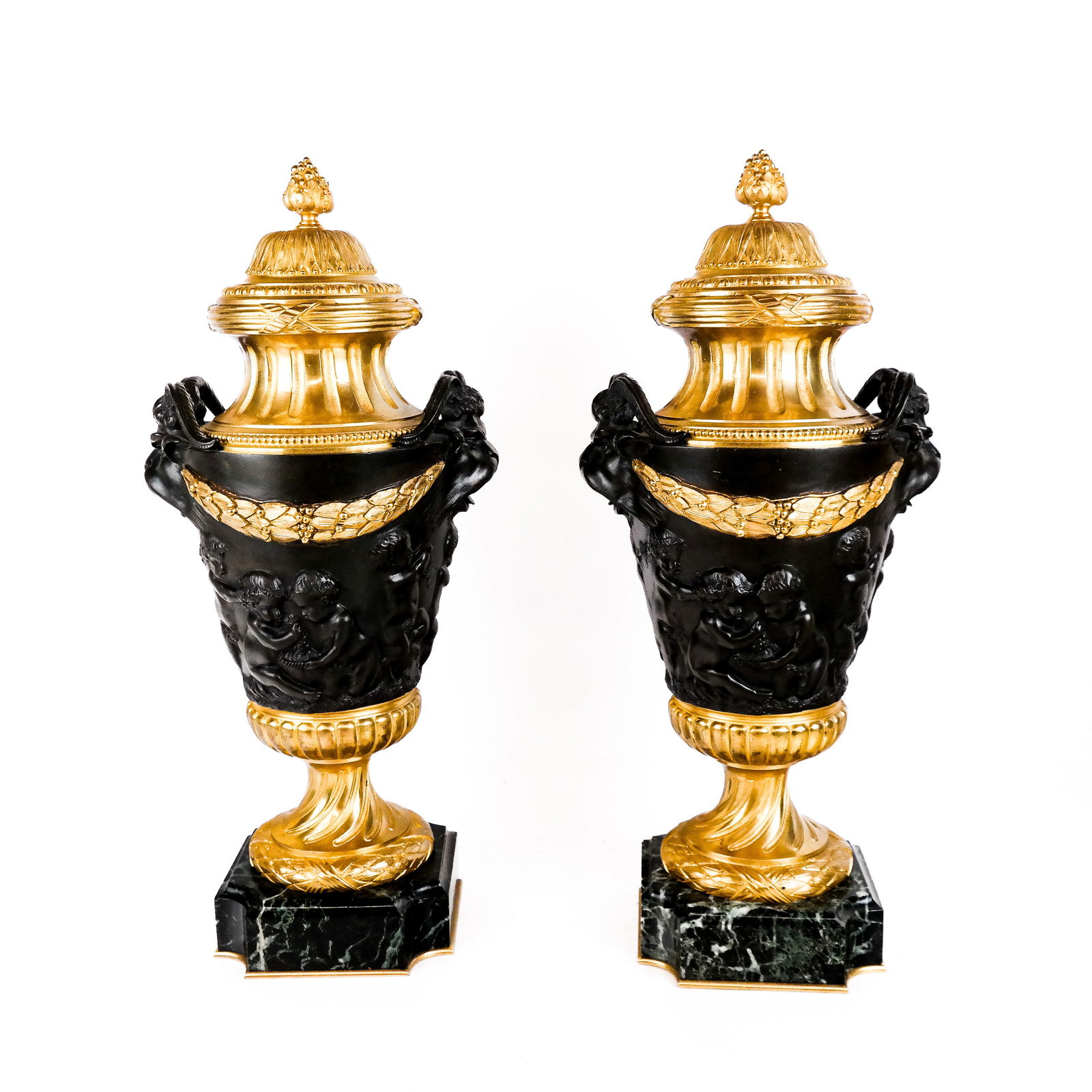Neoclassical-Style Bronze Relief Urns, C. 1900 (2) (1 of 12)
