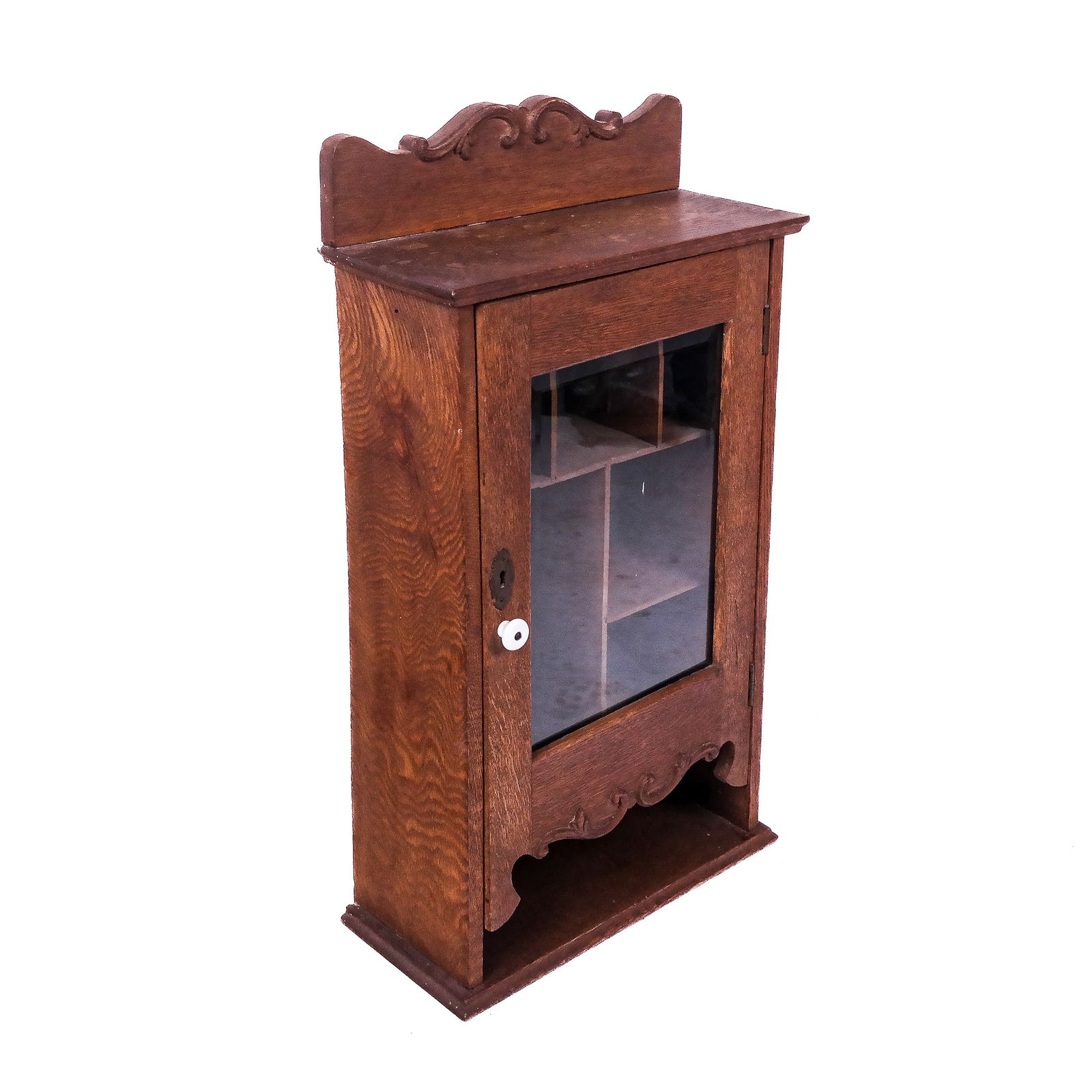 Antique American Oak Apothecary Hanging Cabinet (1 of 8)