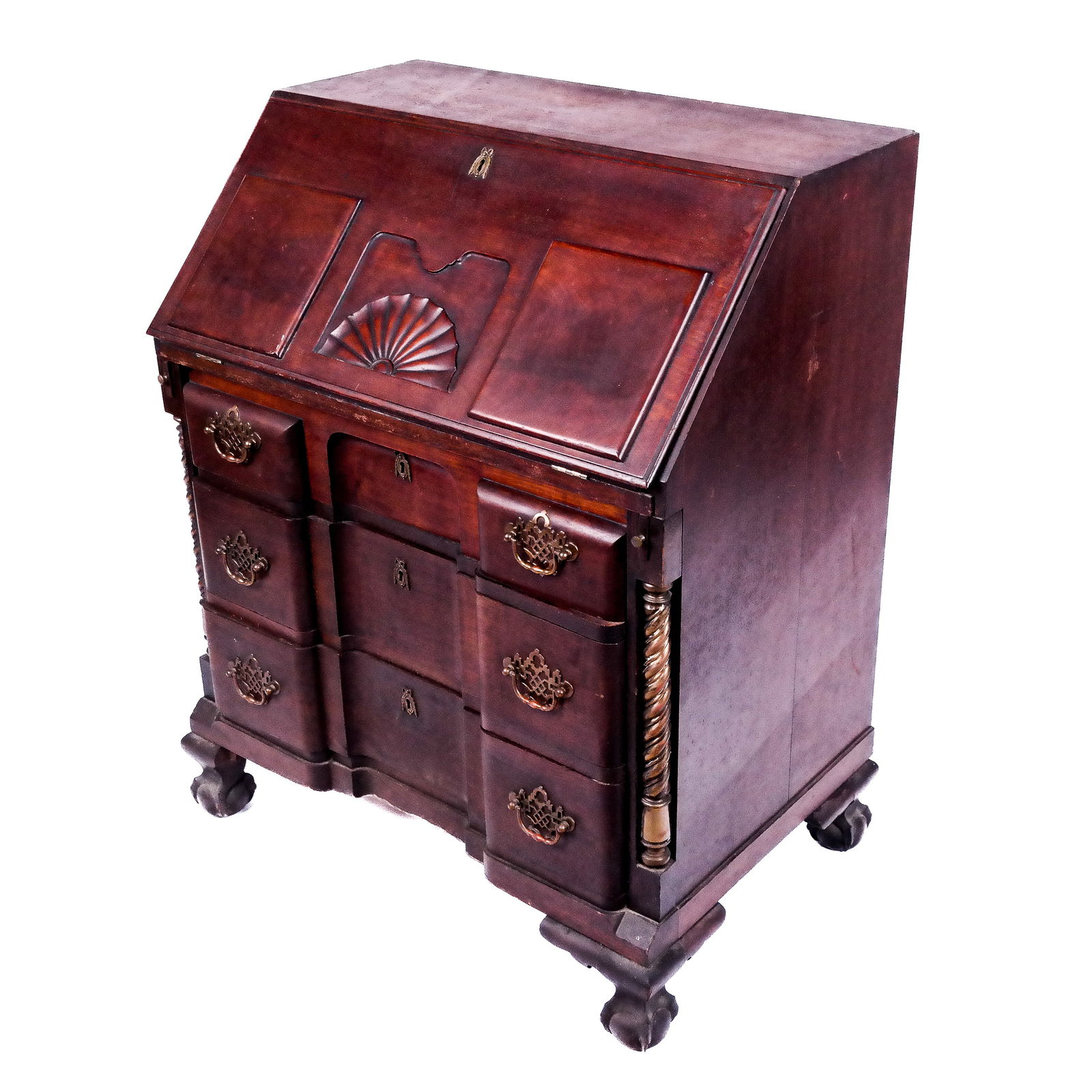 American Mahogany Block Front Secretary Desk (1 of 9)