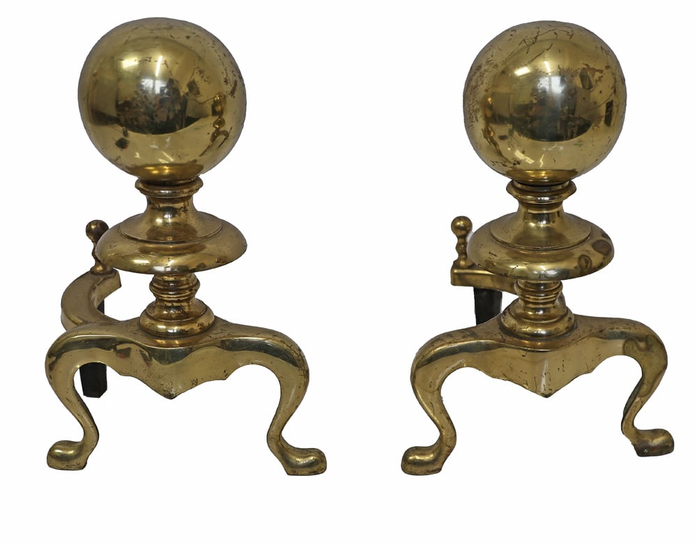 Pair of Antique American Cannonball Chenets (1 of 4)