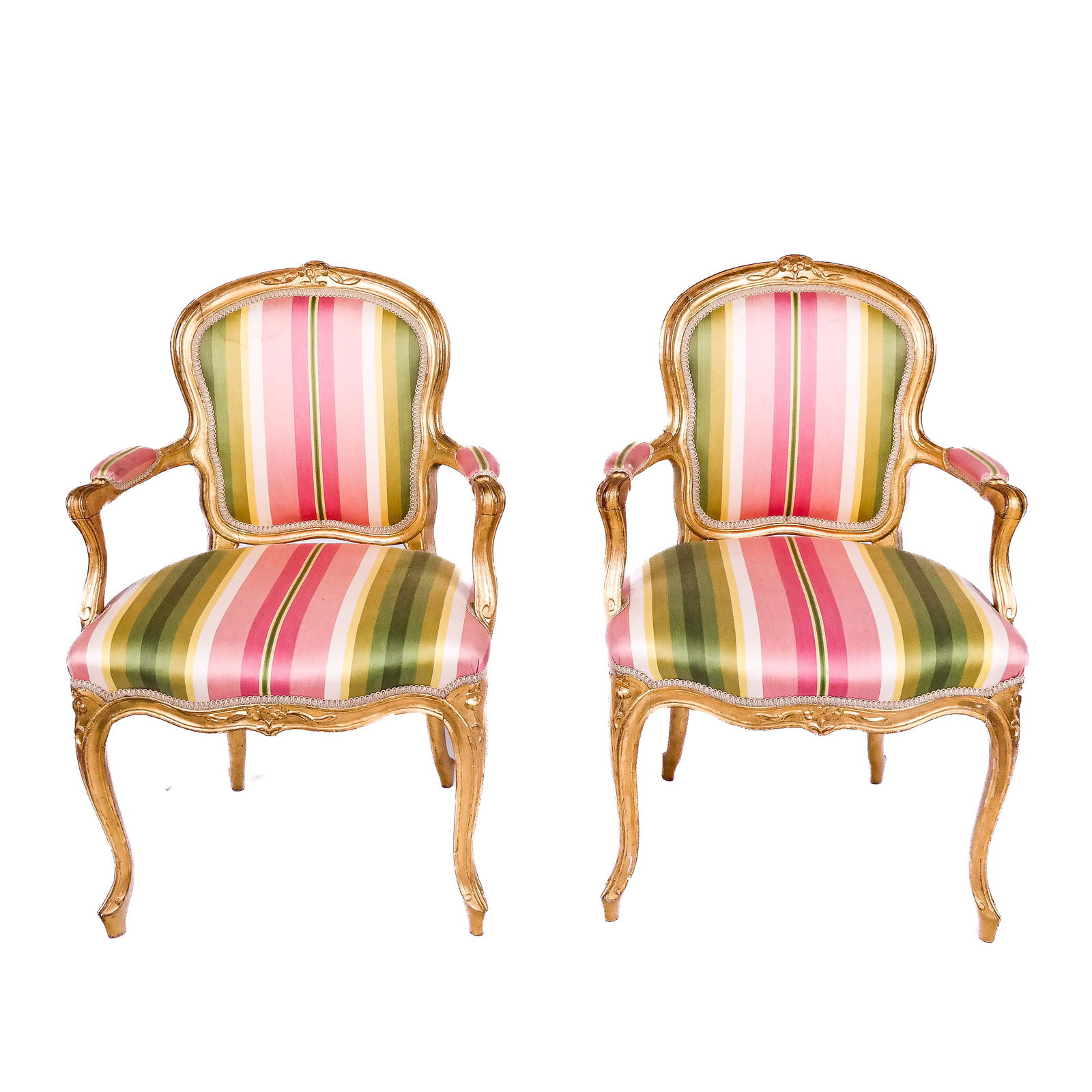 Pair of Early 20th C. French Gilt Armchairs (1 of 6)