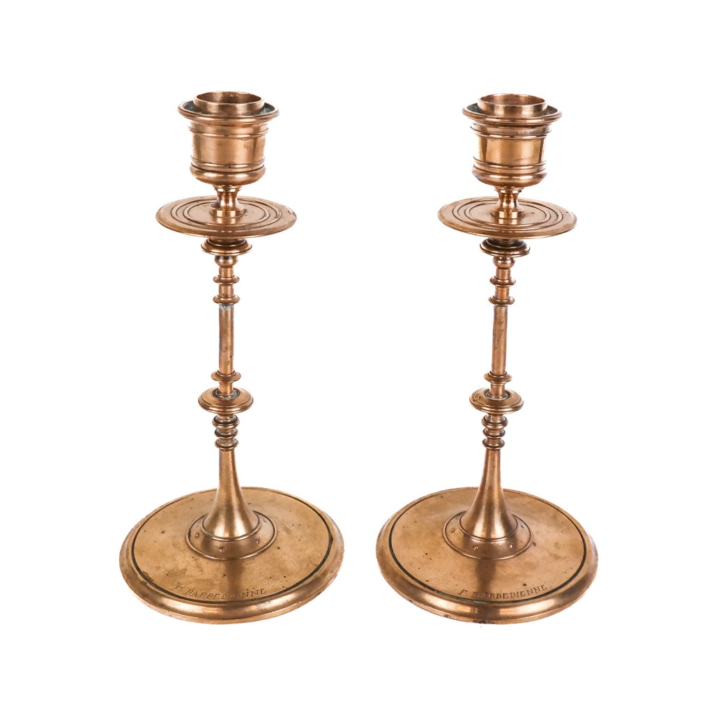 Pair of Fine French Bronze Candlesticks (1 of 6)