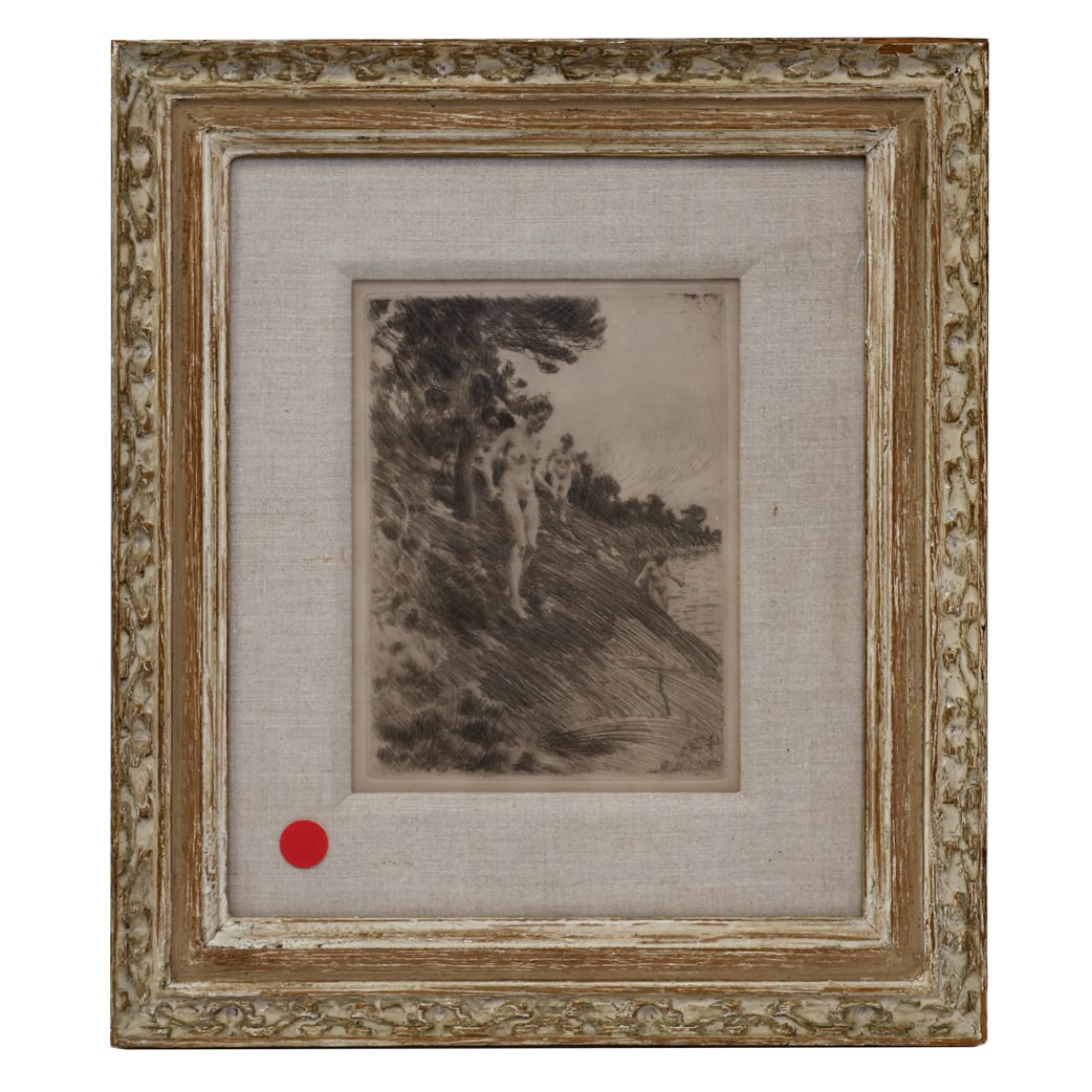 Attrib. to Anders ZORN: "Frightened" - Etching (1 of 9)