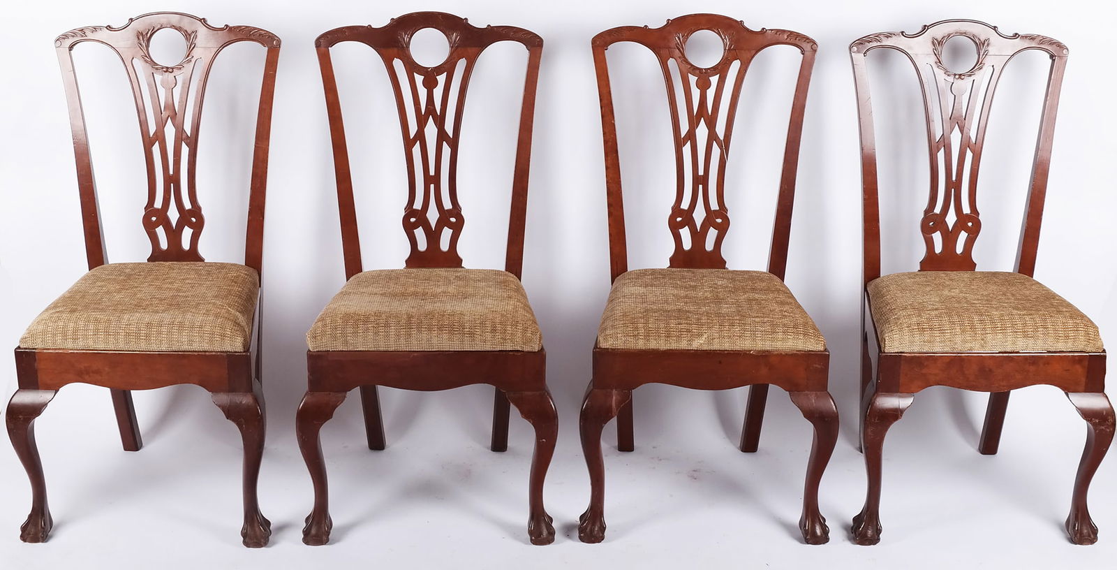 Set of Four Mahogany Chippendale-Style Side Chairs (1 of 8)