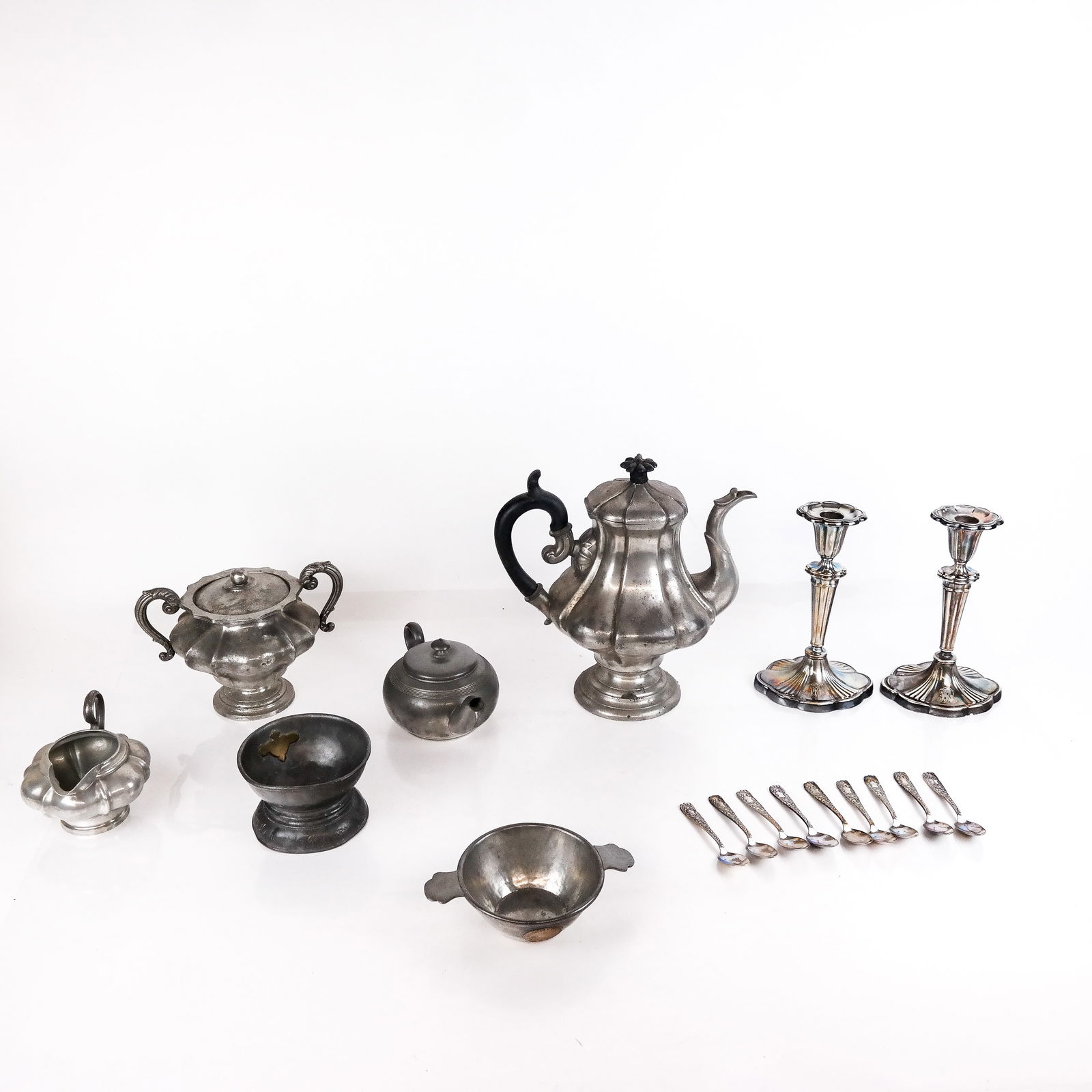 Assembled Group of Pewter & Plated Tableware (1 of 13)