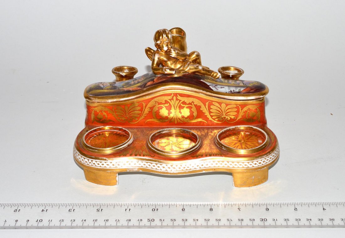 Old Paris Inkwell: Old Paris inkwell, as is.