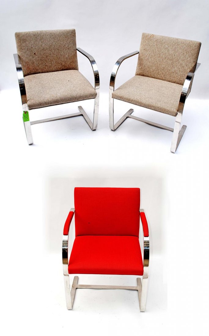 Three Milo Baughman Chairs: Three 20th C. modern armchairs by Milo Baughman.