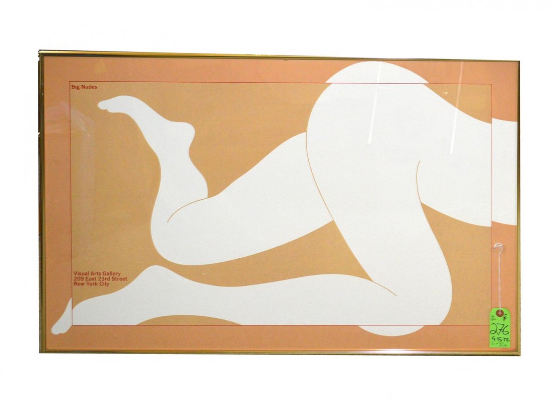 Milton Glaser "Big Nudes" Poster: Offset print for "Big Nudes" exhibition at "Visual Arts Gallery / 209 East 23rd Street / New York City." Bears "Milton Glaser" printed at bottom right. Image: 23 1/2" x 36 1/2".
