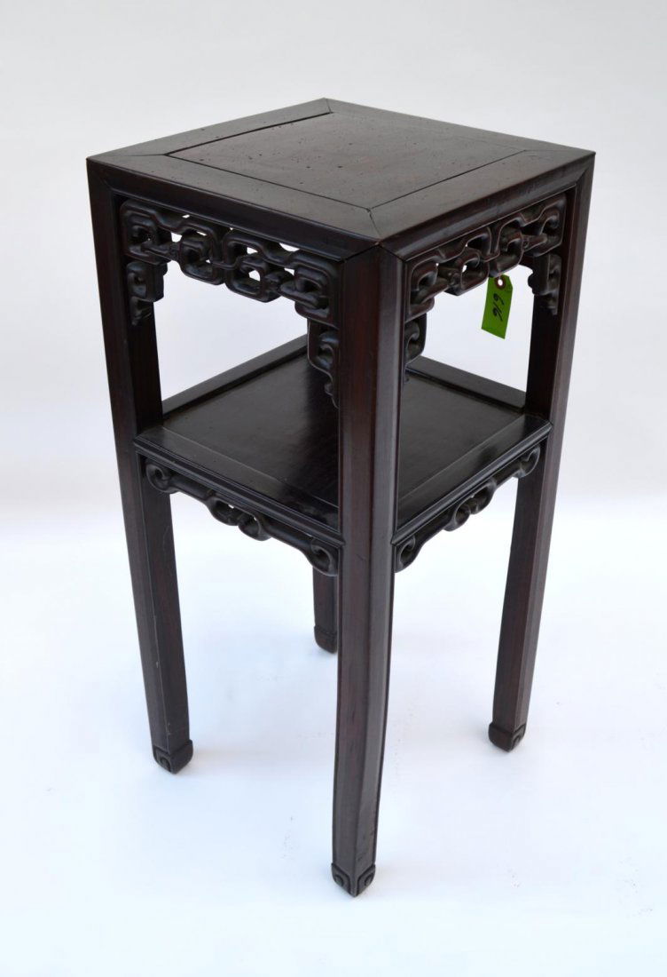 Hongmu Tier Table: A Hongmu occasional table having a shelf.