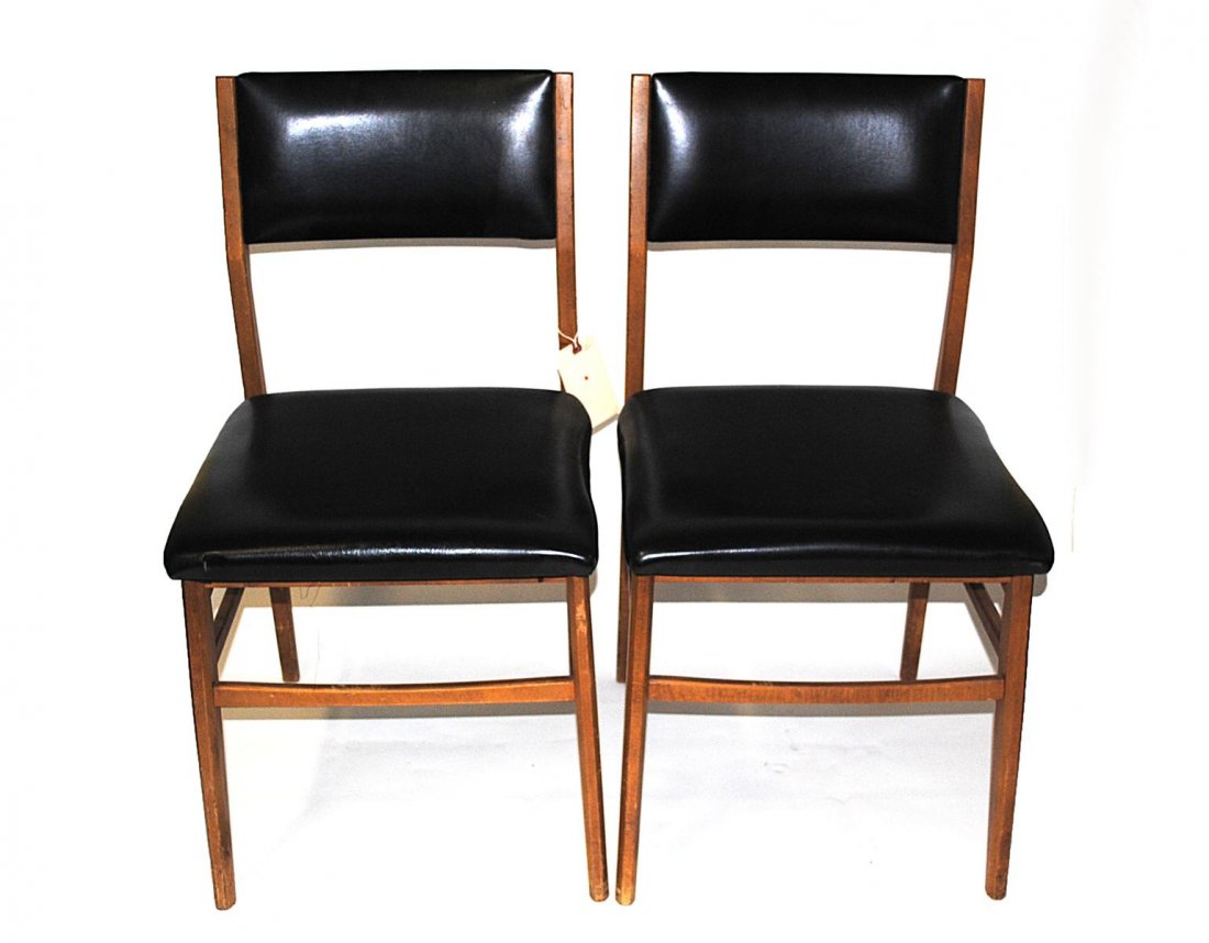 Pair of Side Chairs Attributed to Gio Ponti: Pair of black upholstered side chairs, worn condition.