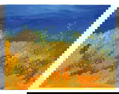 Tiago FEIJOO: "Paisagens Musical" - Oil on Canvas: Tiago Feijoo (Portuguese, 20th C.) unframed abstract oil on canvas with heavy impasto, signed lower right "Feijoo" and signed to verso, with title, date and inscription "Paisagens Musical" / "Ezra, I