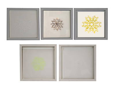 George STOLL: "...Five Untitled Drawings" - Pencil: George Stoll (American, b. 1954) five colored pencil on vellum works depicting snowflakes titled "A Suite of Five Untitled Drawings," 1996. One signed faintly lower right, some dated and numbered to