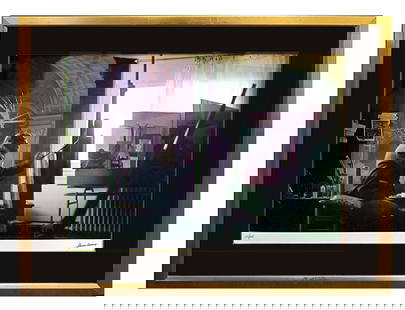 Signed Photograph of Salvador Dali in Studio: Photograph of Salvador Dali, taken by Marc Lacroix, painting in his studio, signed to lower right margin and numbered lower left, 25/25. [Sight: 19 1/2" H x 23 1/4" W; Frame: 28" H x 31 3/4" W].