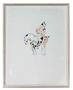 Anne CHU: "Study For Lady on Horseback" - W/C: Anne Chu (American, 1959-2016) watercolor painting titled "Study For Lady on Horseback," unsigned. [Sheet: 26" H x 20" W; Frame: 28 1/4" H x 22" W]. In good condition, not examined out of frame.