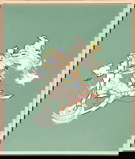 Pablo VARGAS: "Golgotha" - Paper Collage: Pablo Vargas (Mexican, b. 1968) colorful abstract paper collage on green background titled "Golgotha". [Frame: 20 3/4" H x 26 1/4" W]. Overall in good condition with light wear.
