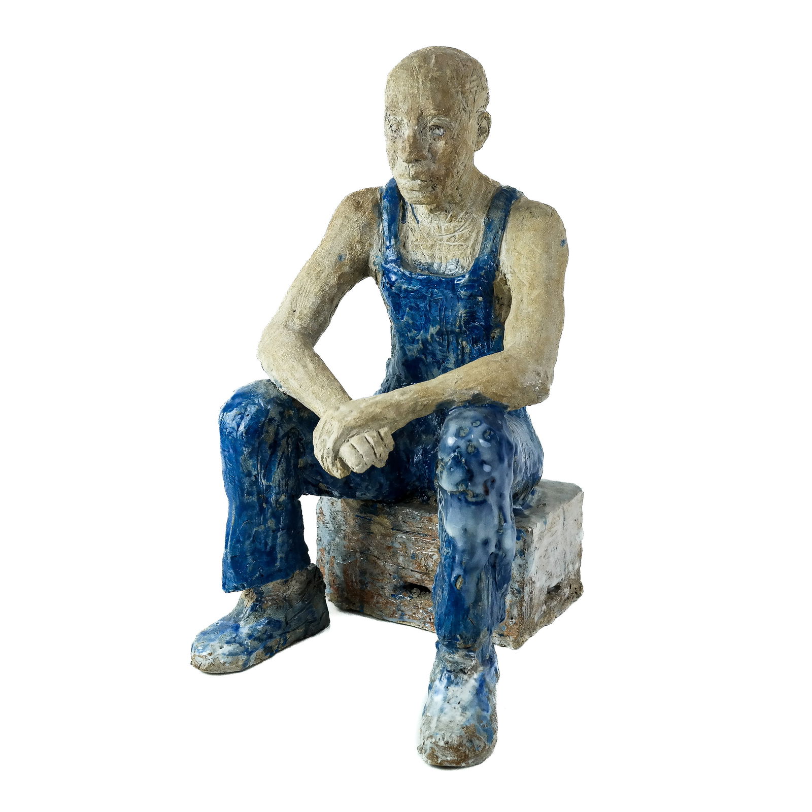 Ceramic Sculpture of a Seated Man (1 of 6)