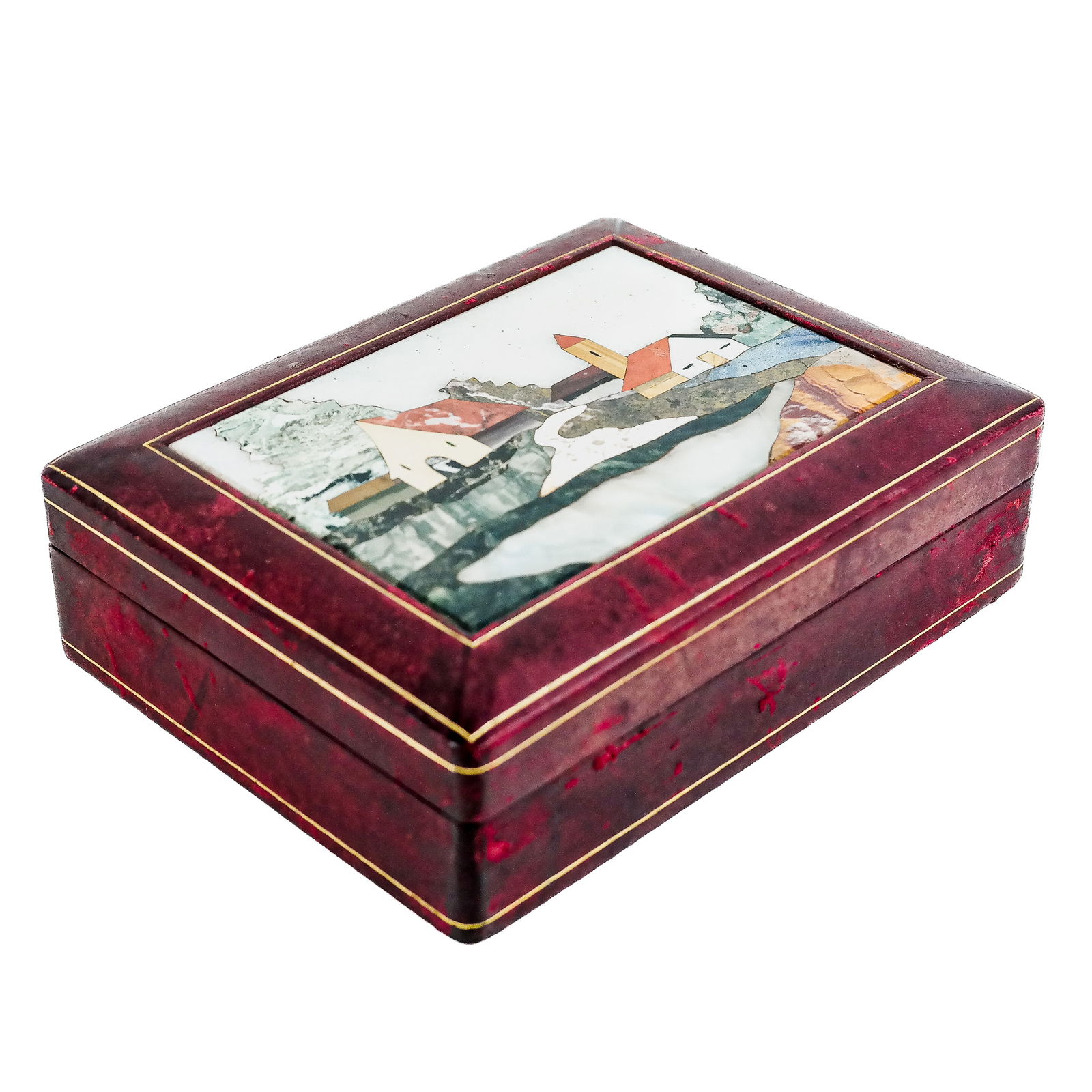 Italian Pietra Dura and Leather Humidor (1 of 9)
