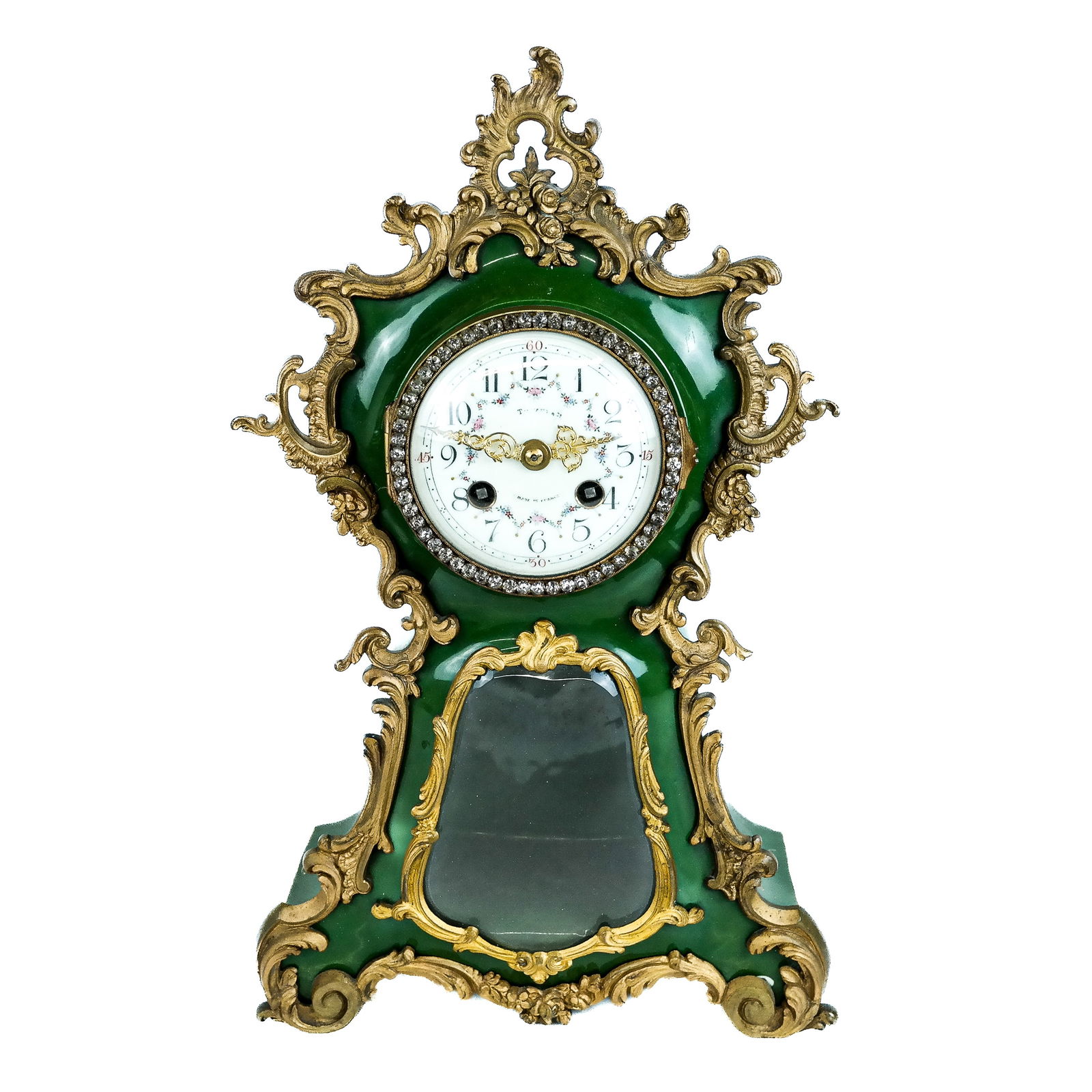 French Gilt & Enamel Metal Mantel Clock (1 of 14)
