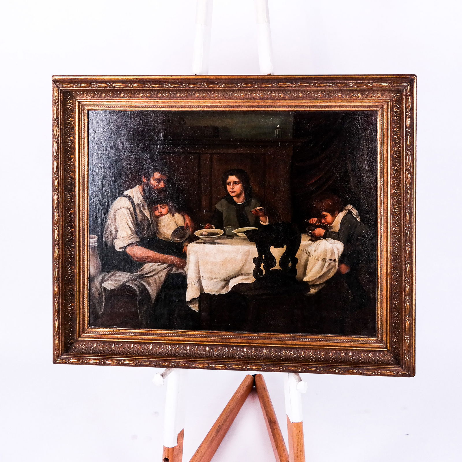 19th C. Oil Painting of Interior Family Scene (1 of 8)