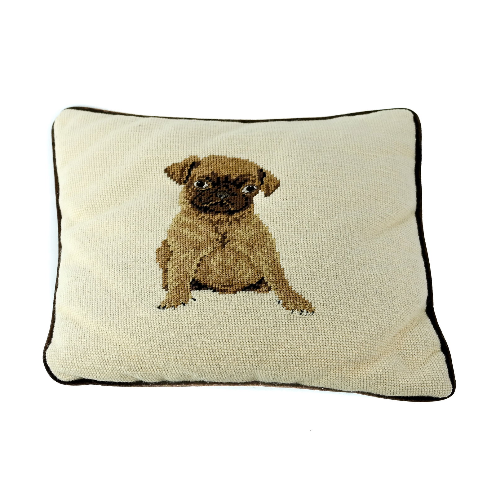 Needlepoint Pug Dog Throw Pillow (1 of 5)