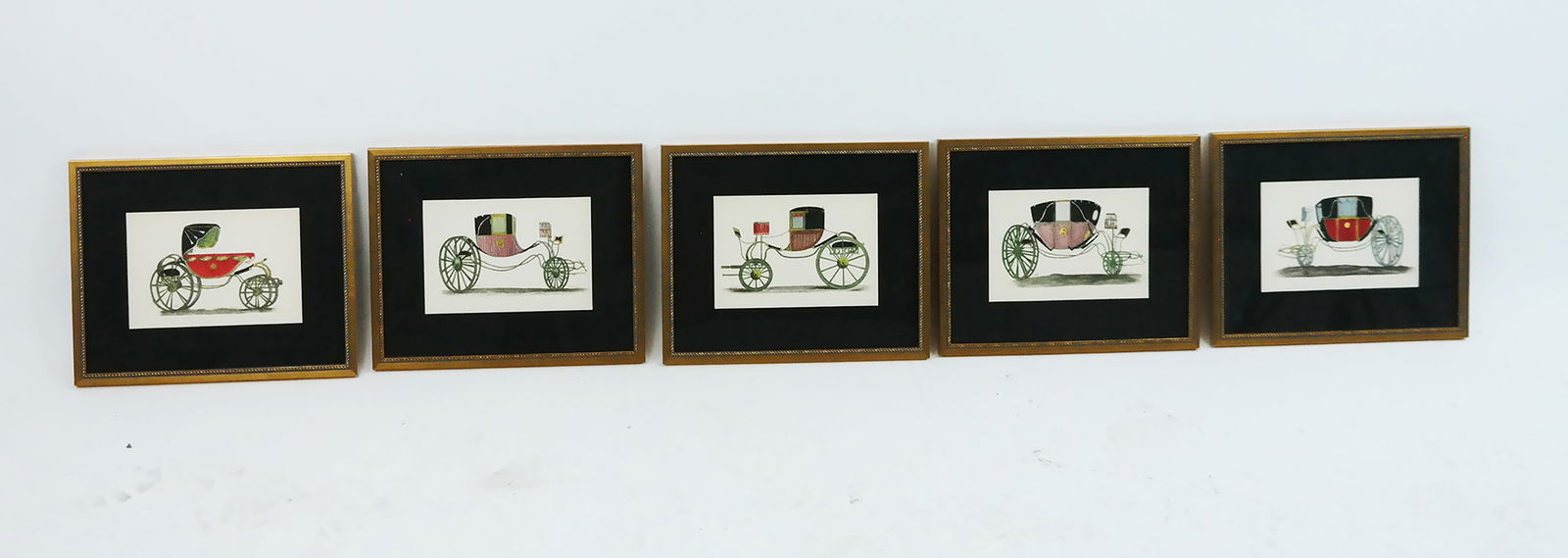 5 French Hand Colored Engravings of Carriages (1 of 10)