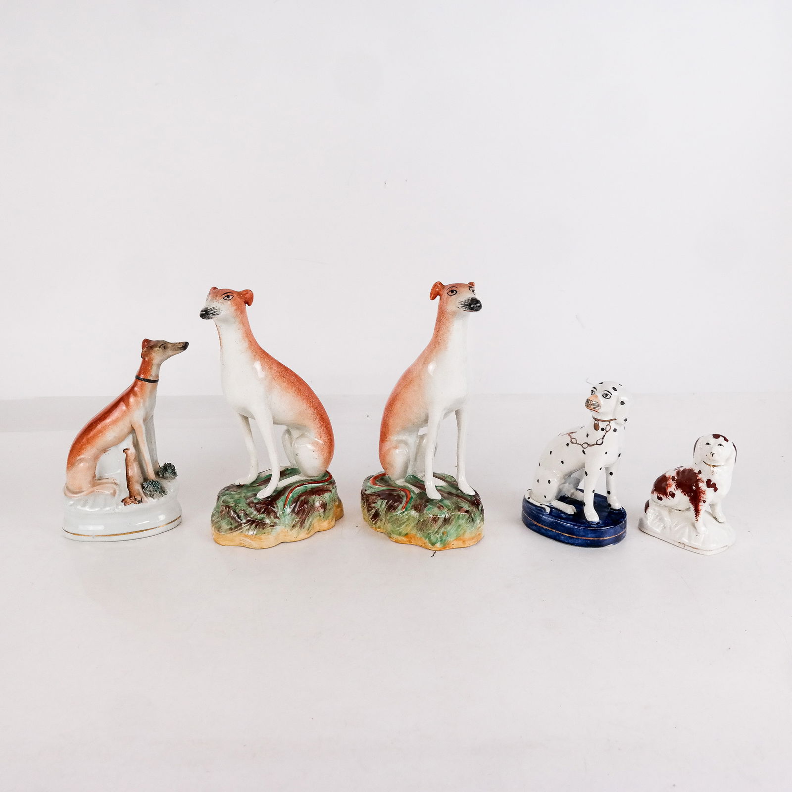 Five Staffordshire Ceramic Dogs (1 of 10)