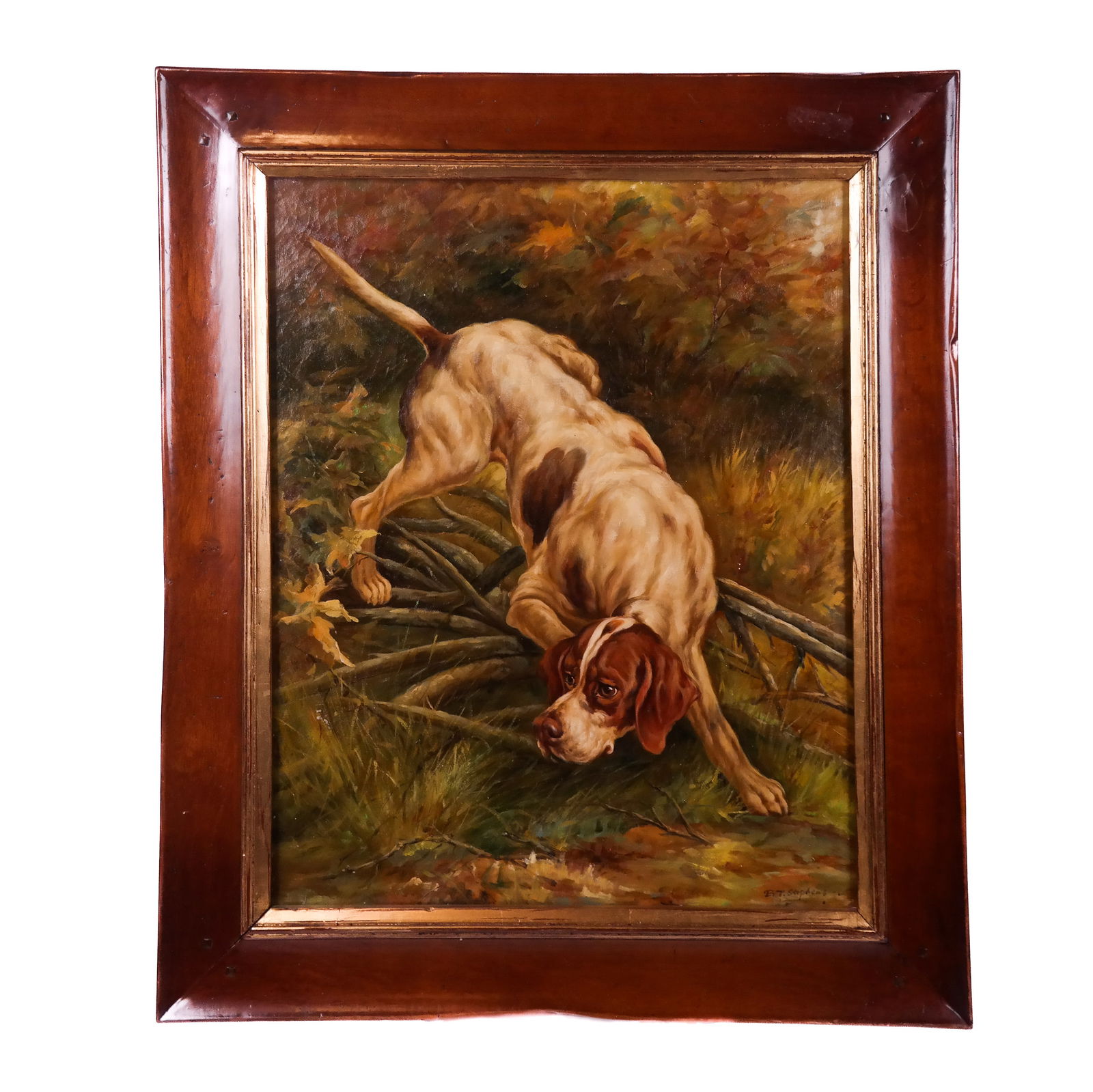 B.T. STEPHENS: Hunting Hound - Oil Painting (1 of 10)