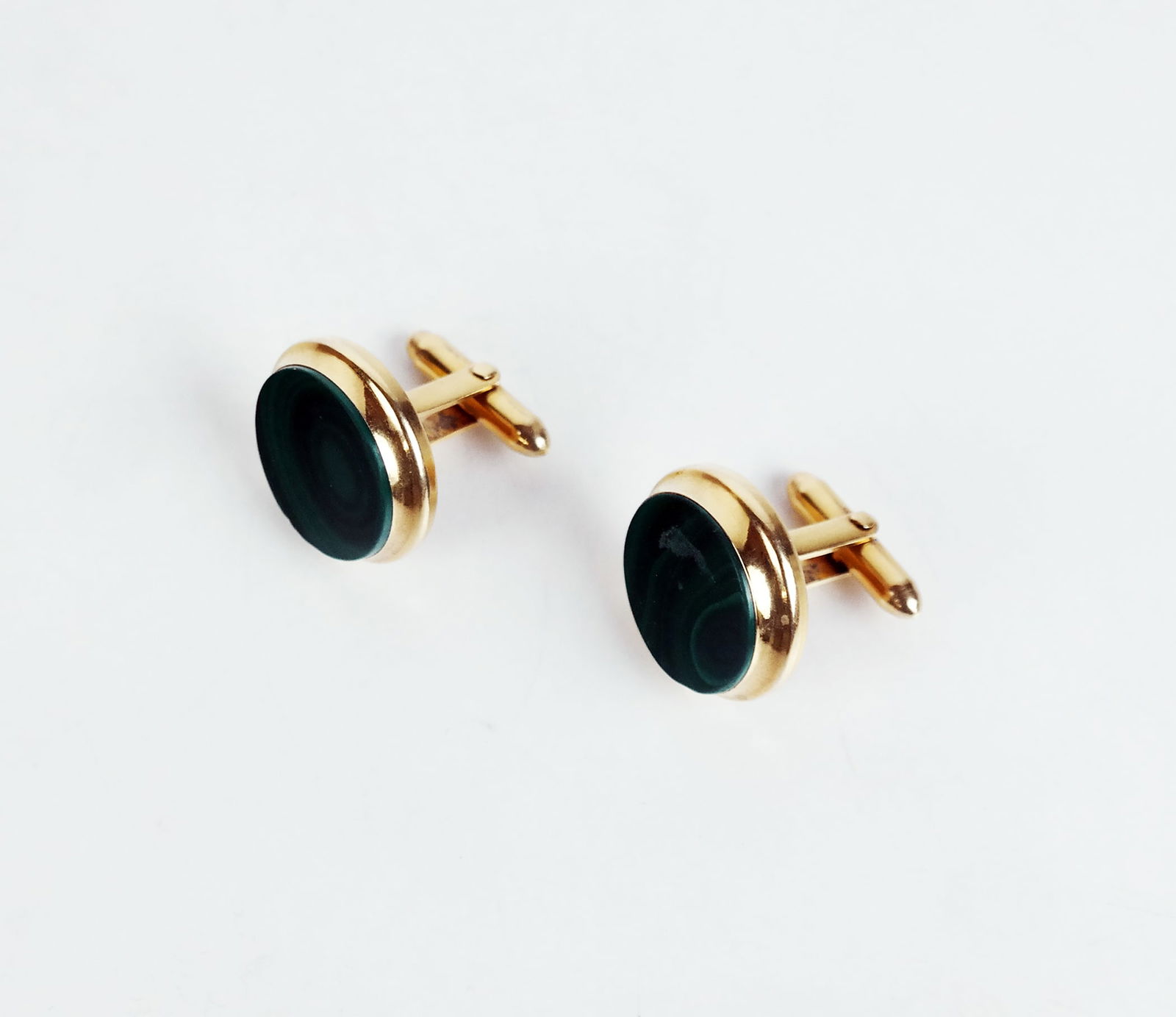 Pair of 14K Gold & Malachite Cufflinks (1 of 5)