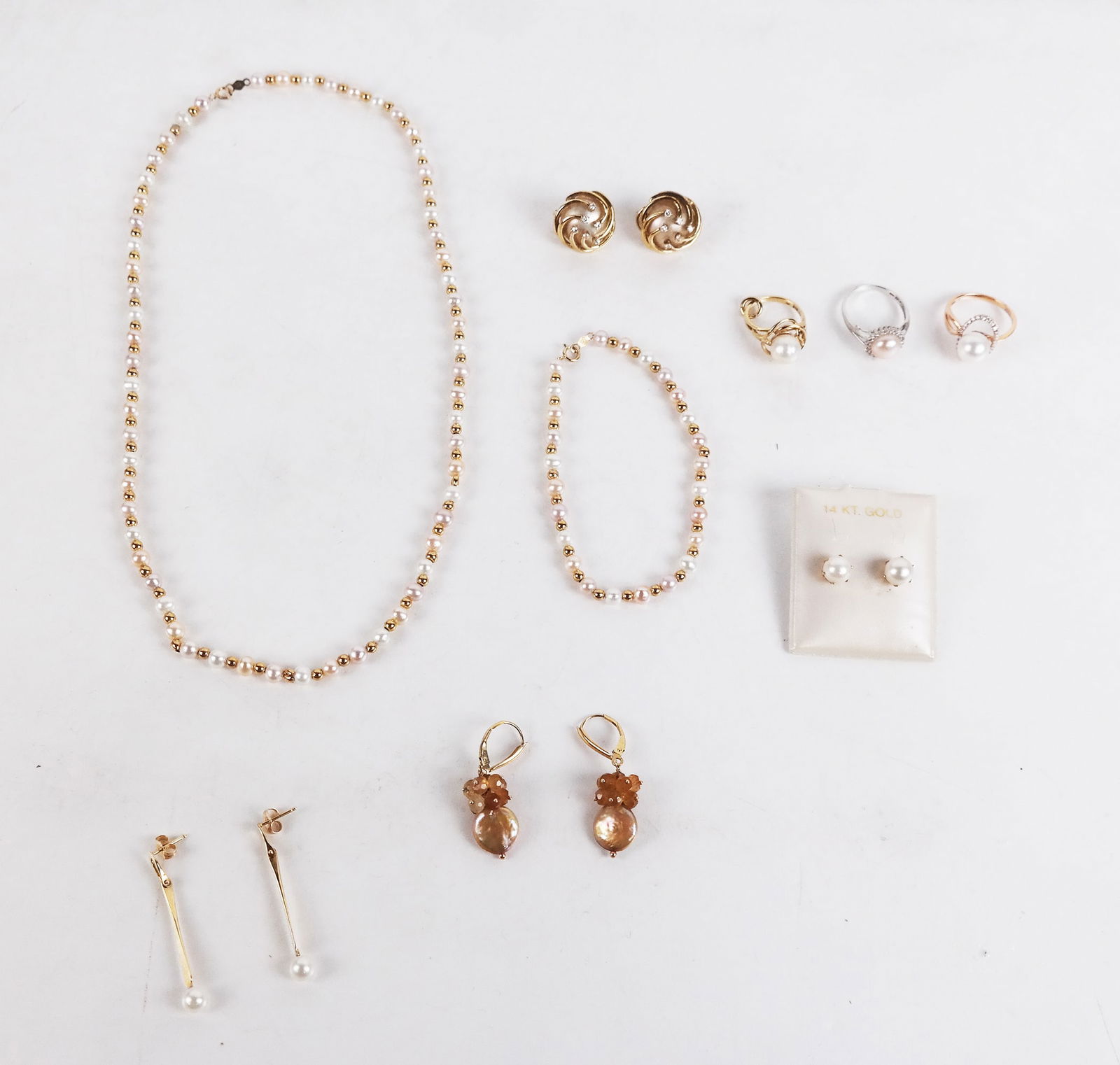 Nine 14K Gold and Pearl Items (1 of 10)