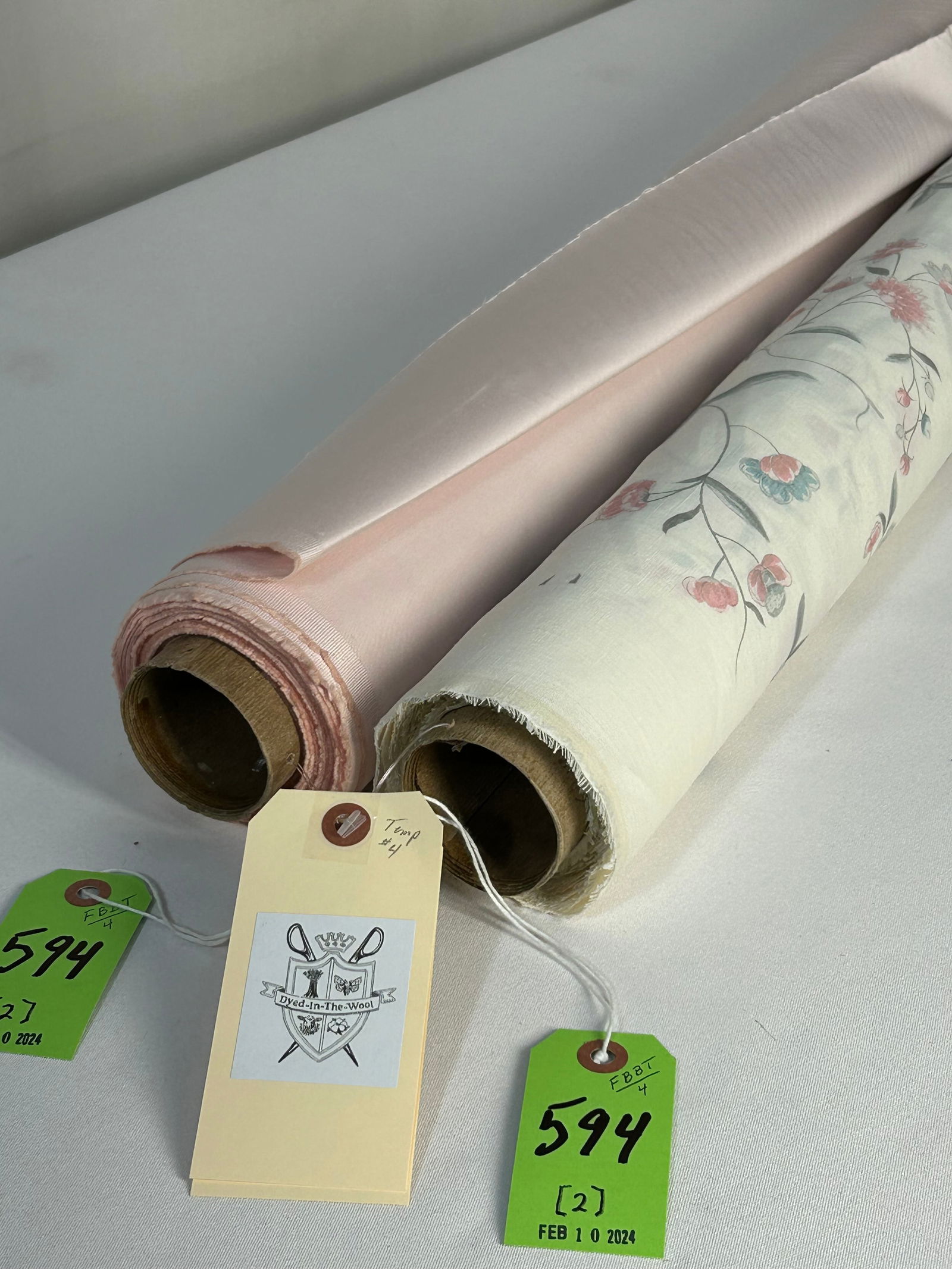 Bennison Fabrics Print and Metaphores Satin Fabric: 1) 6 1/2 yards of Bennison's "{Chinese Paper" in a soft custom coloration. The linen ground was not washed after printing to keep the stiffness intact. Great to use on a headboard or folding screen. T