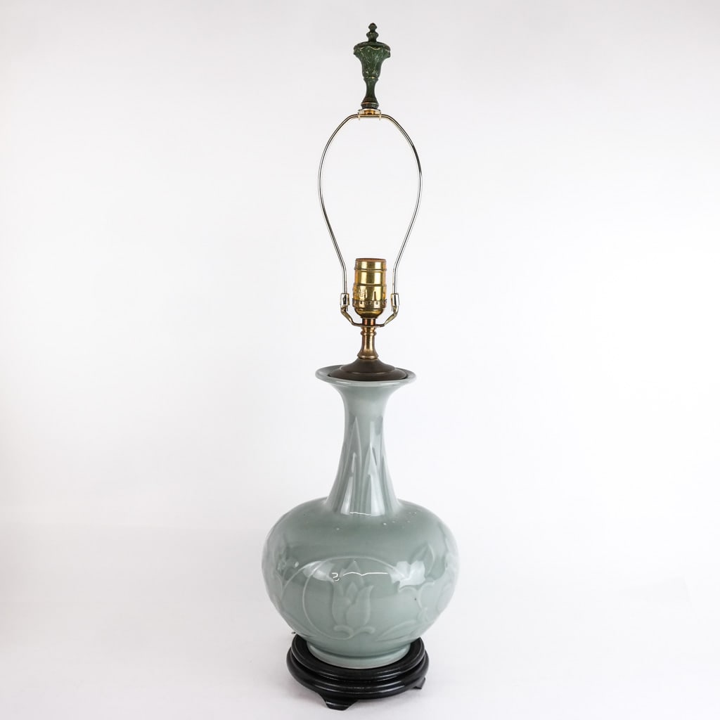 Chinese Celadon-Glazed Vase Lamp (1 of 7)